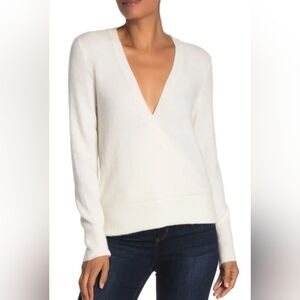 Madewell NWT Medium Wrap-Front Pullover Sweater in Coziest Yarn Antique Cream